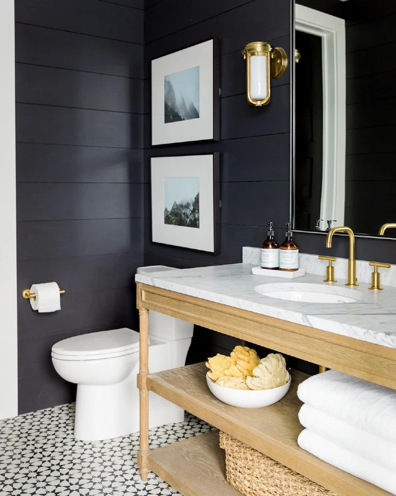 Moody Black Shiplap with Stacked Landscape Photography