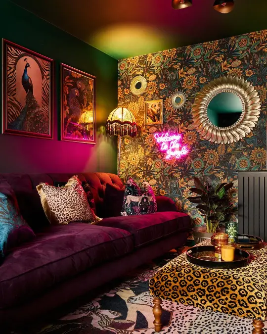 Neon Glow and Animal Print Layering