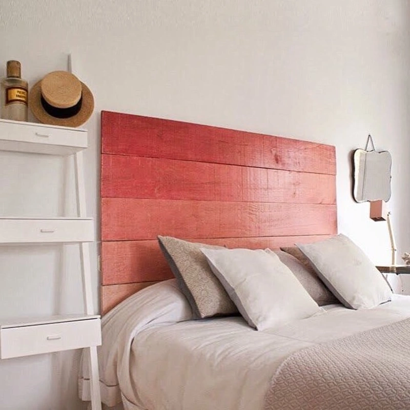 Ombre Pink Coral Reclaimed Wood Plank Headboard