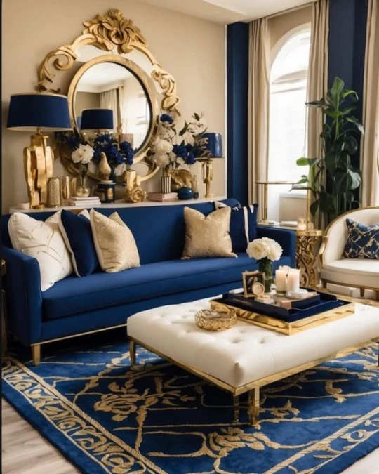 Ornate Gold Mirrors And Crisp White Accents