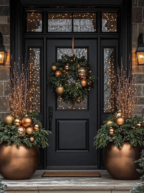 Oversized Bronze Planters and Warm Light