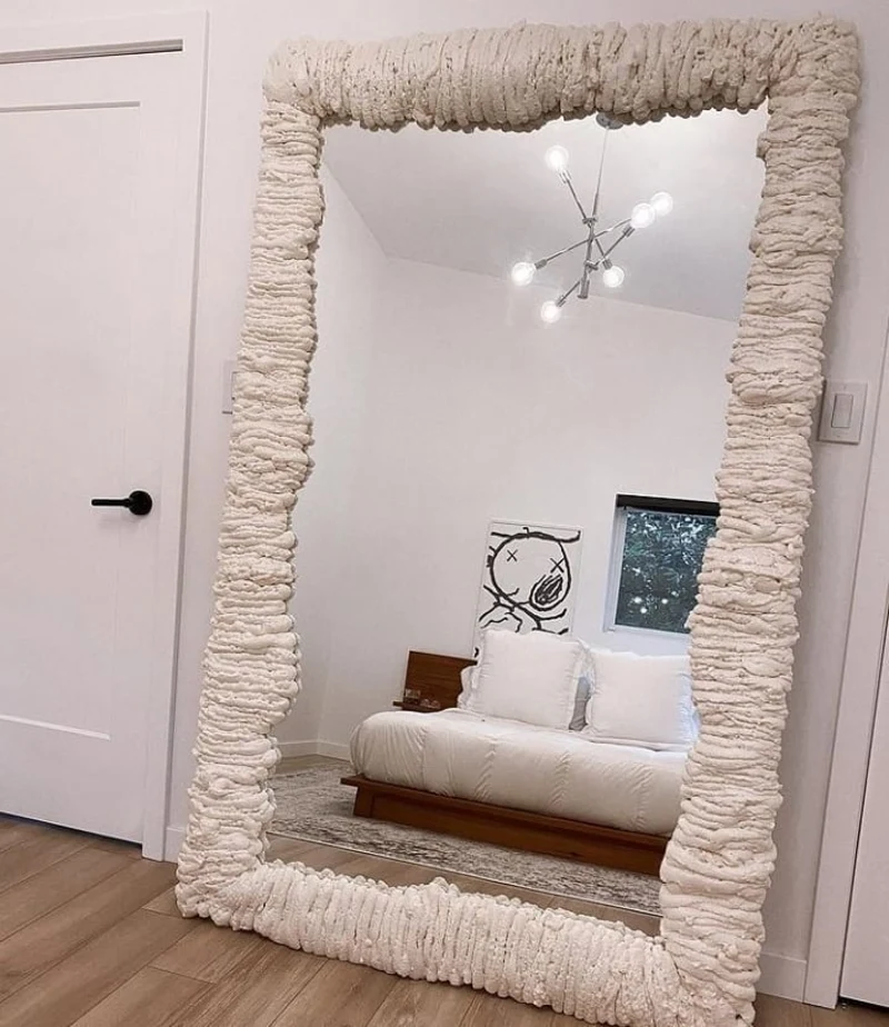 Oversized Floor Mirror with Sculptural Expanding Foam Frame