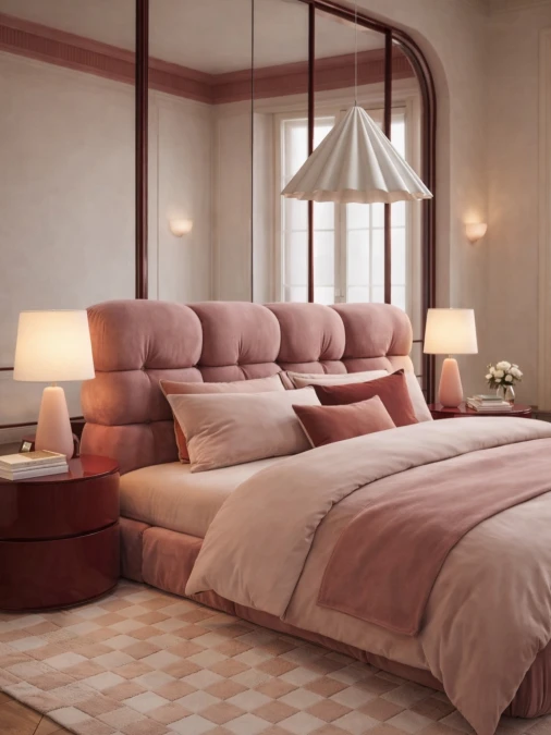 Oversized Upholstery and Glossy Accents