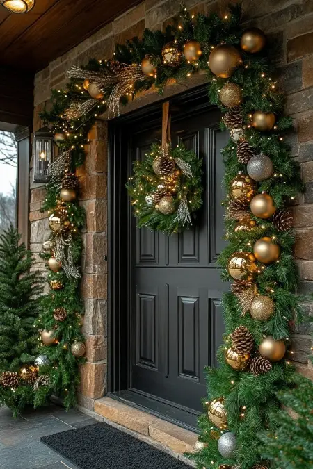 Overstuffed Metallic Garland on Stone Architecture