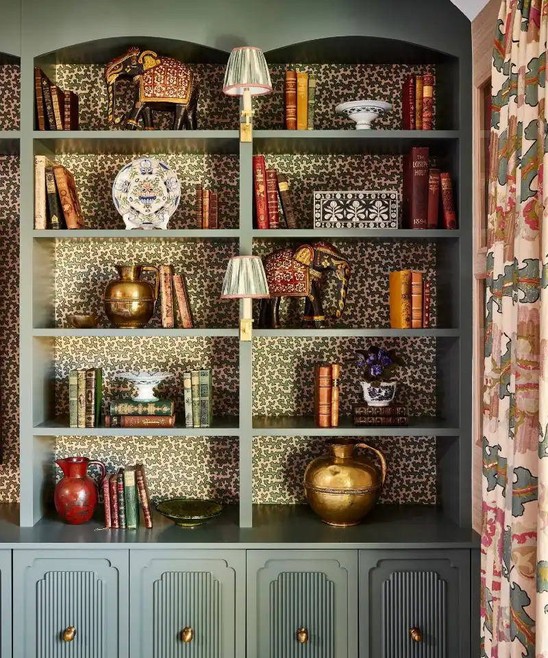 Patterned Backing with Antique Brass and Ceramic Accents