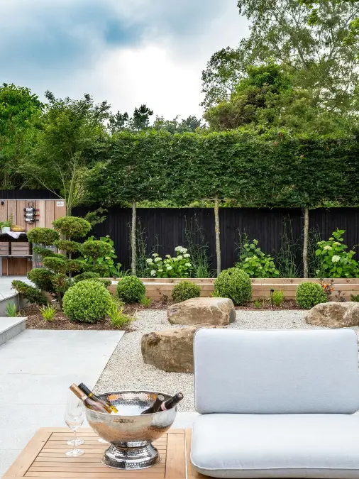 Pleached Trees Above A Dark Fence