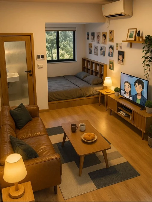 Raised Platform Bed In An Architectural Alcove