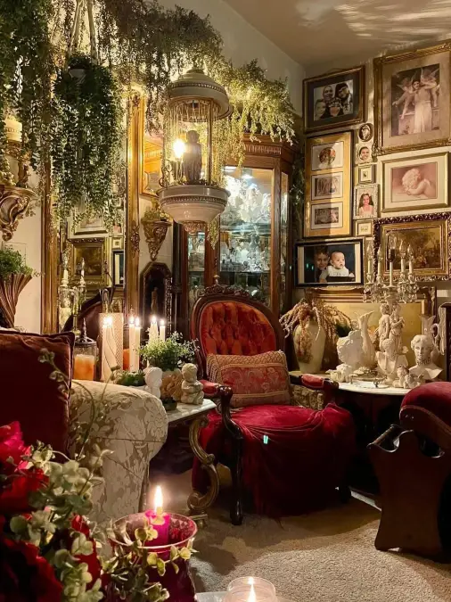 Romantic Candlelight and Lush Foliage