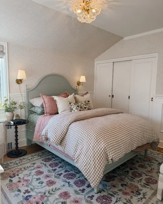 Sage Green Bed Frame With Mixed Textures