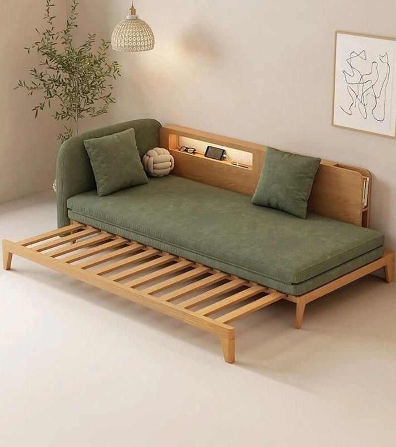 Sage Green Daybed with Pullout Trundle and Built In Charging Shelf