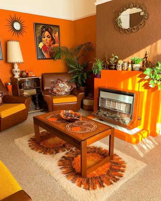 Saturated Orange Walls And Tile Textures