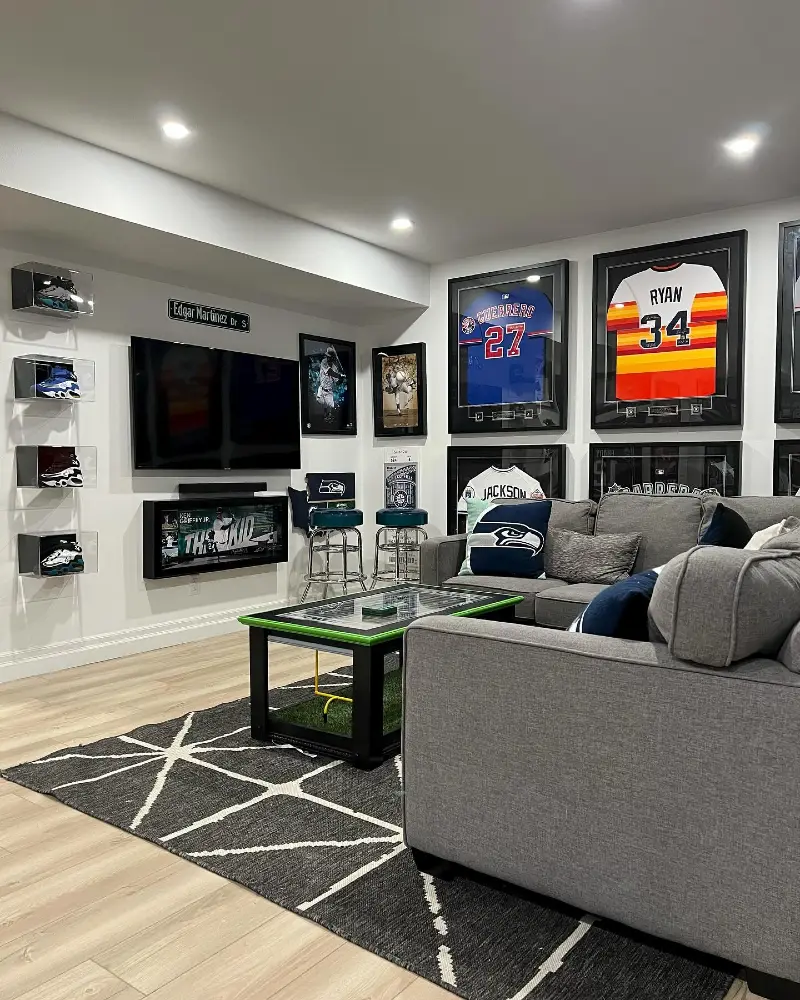 Shadow-Box Jersey Wall Gallery with Acrylic Sneaker Display Cases