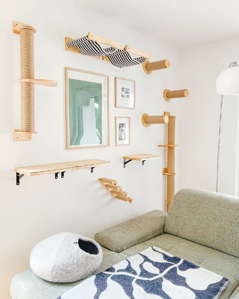 Sisal-Wrapped Wall System with Striped Fabric Hammock