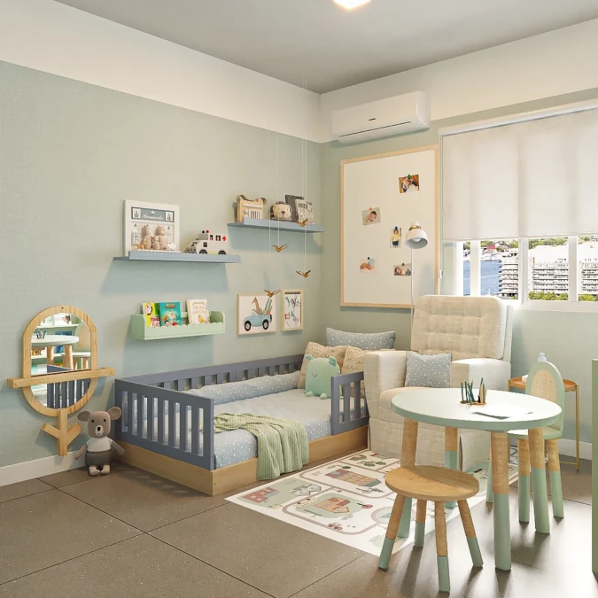 Slate Blue Bed With Mint Play Furniture