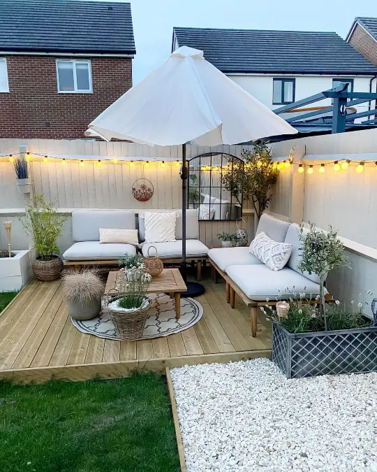 Small Corner Decks And Bright String Lights