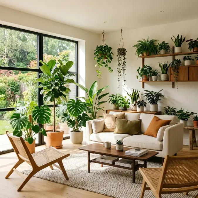 Spread Greenery Across a Bright Living Room