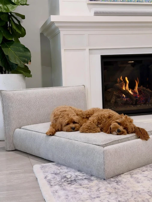 Structured Tweed Pet Loungers By The Fire