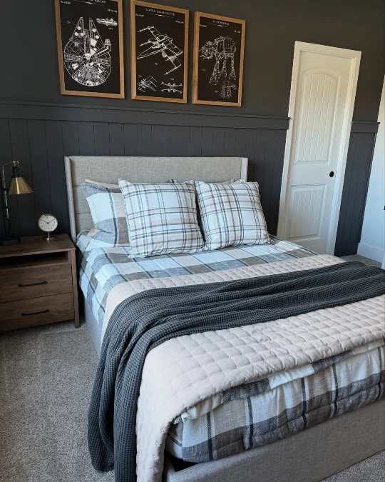 Structured Wainscoting with Technical Blueprint Gallery