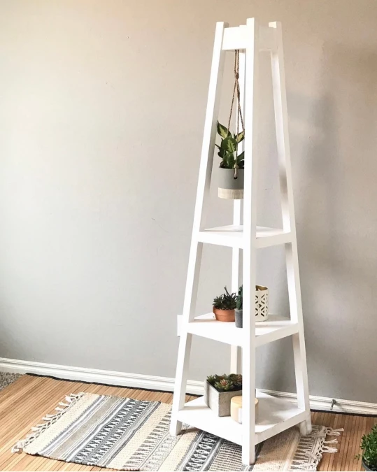 Tall White Pyramid Shelf