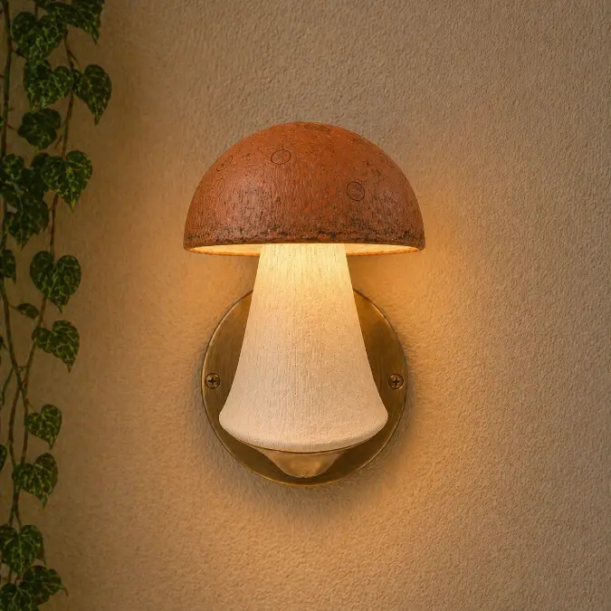 Textured Orange Mushroom Wall Sconce