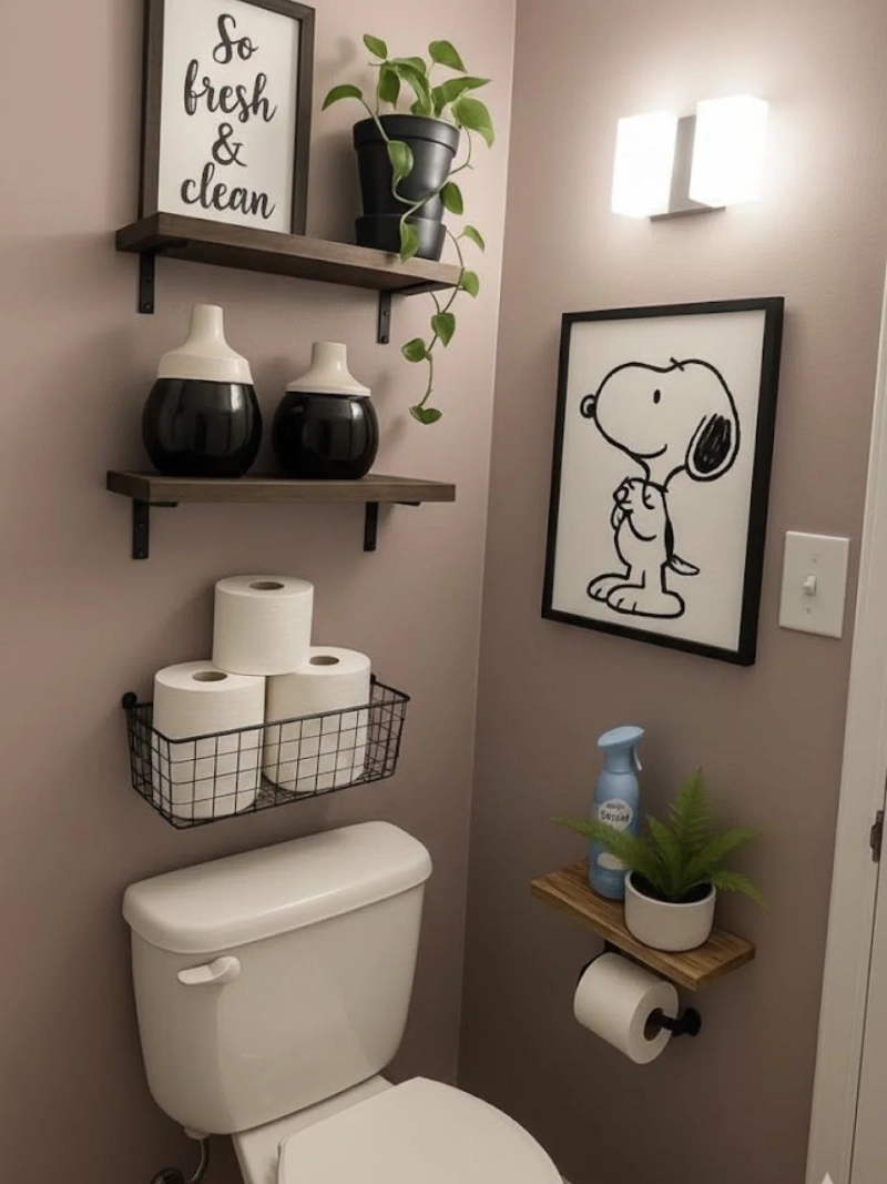 Two-Tone Shelving with Playful Character Art