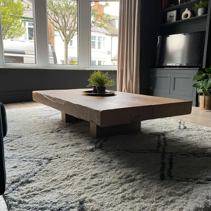 Ultra Low Raw Timber Slab Table