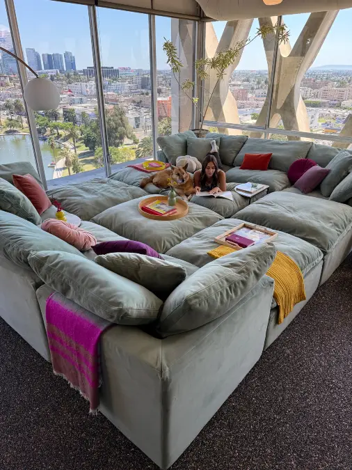 Velvet Pit Sectional For Shared Lounging