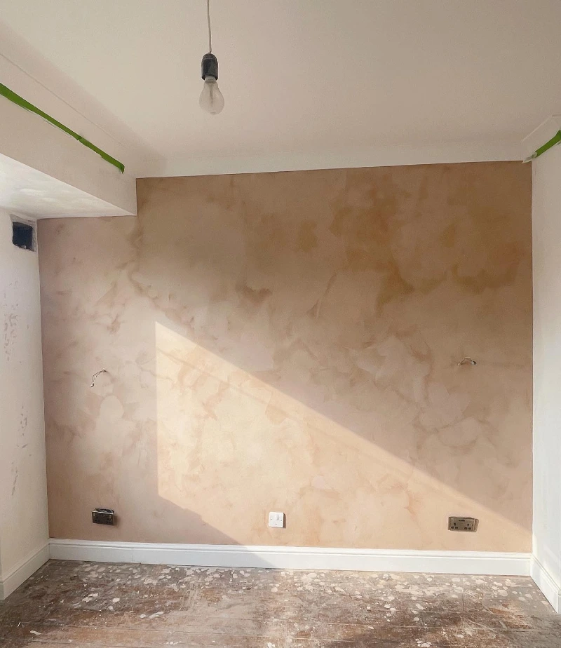 Venetian Plaster Accent Wall with Warm Tonal Depth