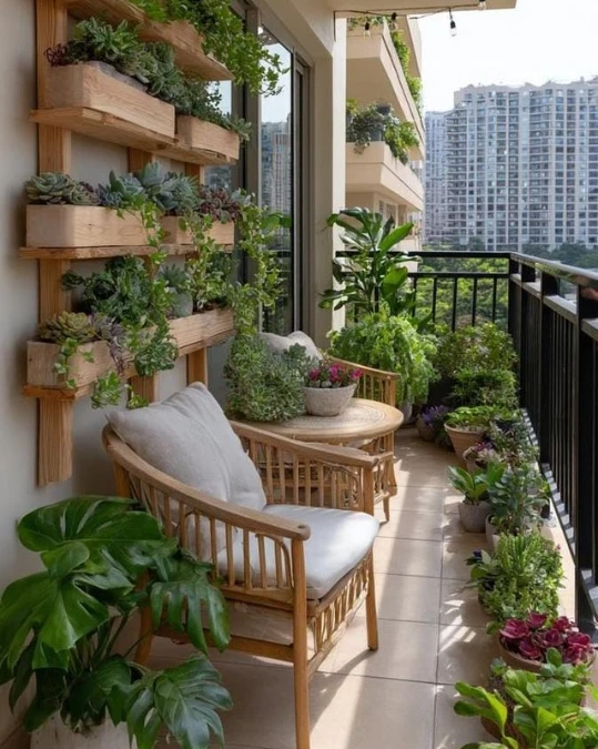 Vertical Planters Maximize Narrow Balconies