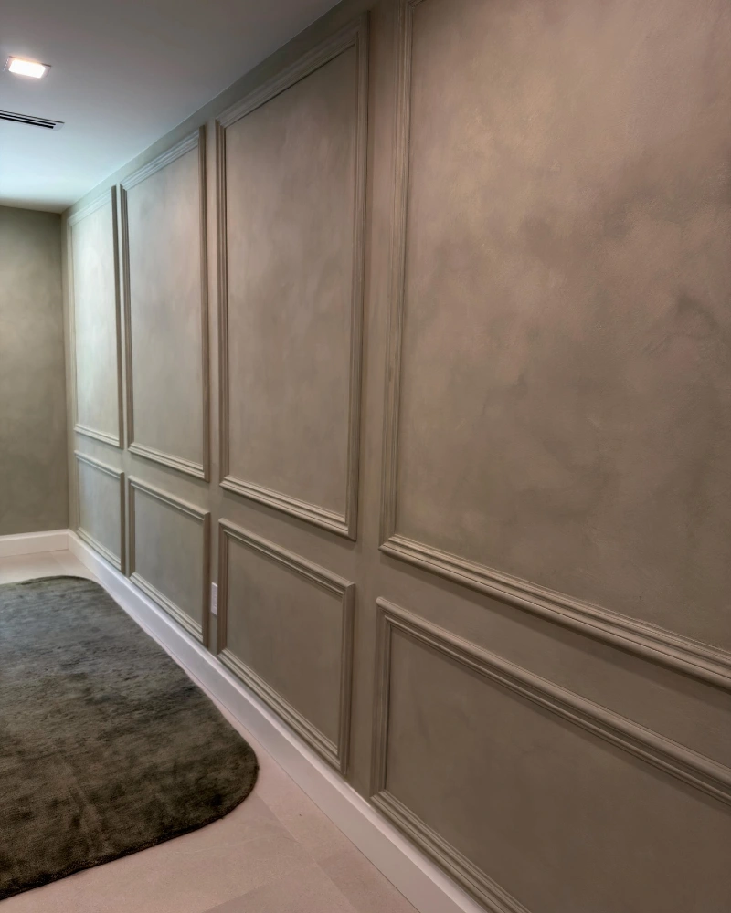 Wainscoting Panels with Soft, Dimensional Plaster Finish