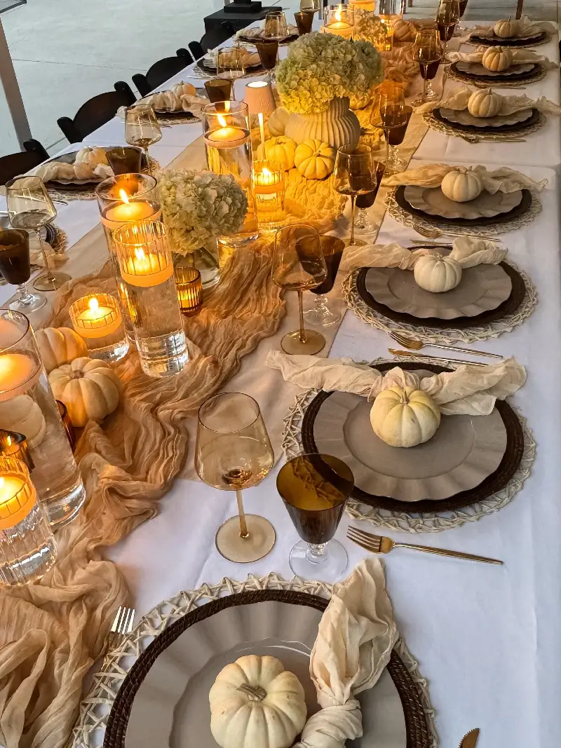 Warm Amber Glow with Neutral Pumpkins