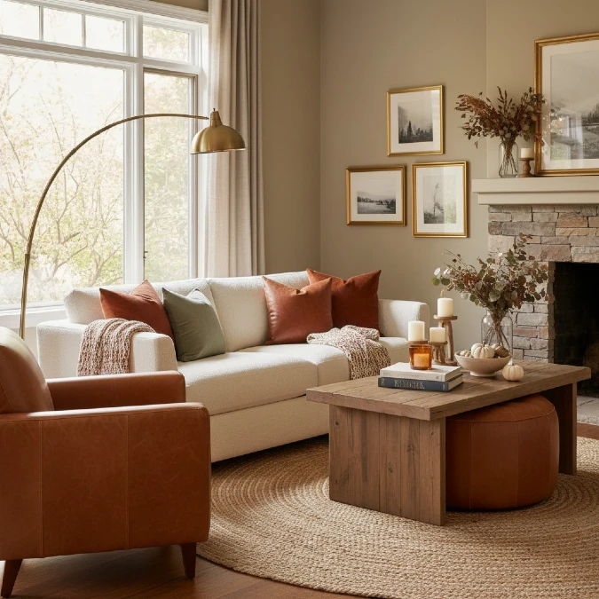 Warm Leather and Brass Accents