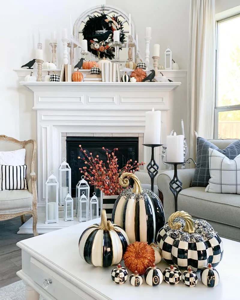 Whimsical MacKenzie-Childs Styled Coffee Table and Fireplace Mantel