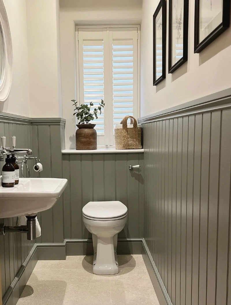 Window Sill Ledge with Sage Green Beadboard