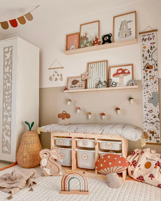 Woodland Inspired Kids Playroom Storage