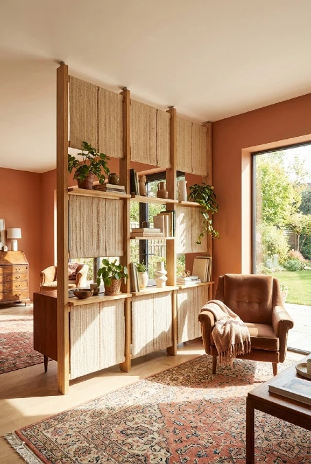 Woven Fabric And Timber Screen