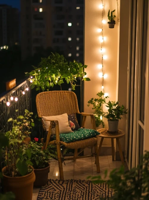 Woven Rattan Chairs Warm Up Dark Balconies