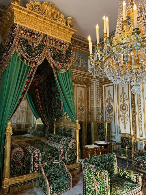 Extravagant Gold Bed Crowns and Matching Tapestries