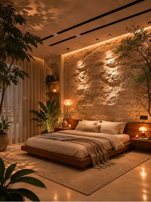 Raw Stone Walls and Ambient Amber Lighting