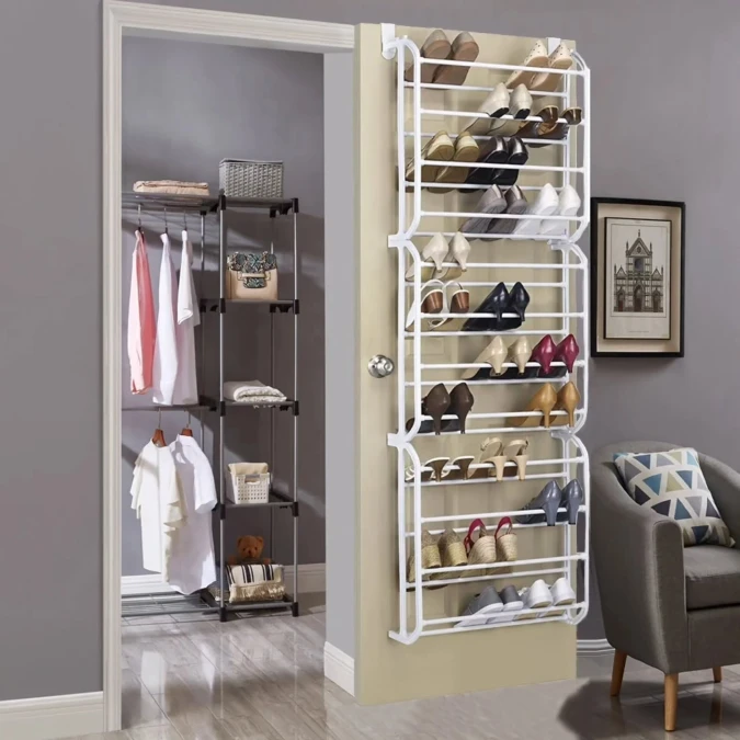 White Wire Racks Display Footwear Vertically