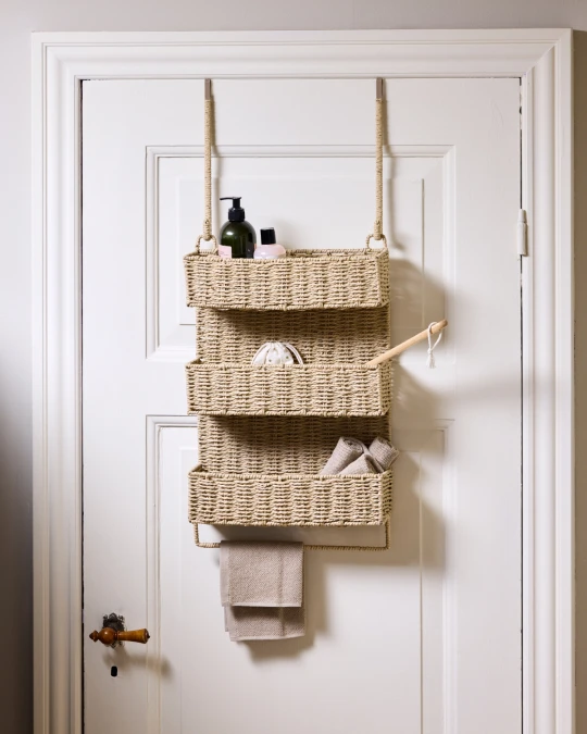 Woven Hanging Baskets Soften Cold Bathroom Doors